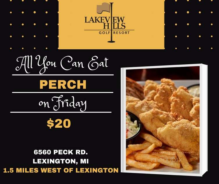 Lakeview Hills Golf Resort & Wedding Venue - Lexington, MI menu_pic