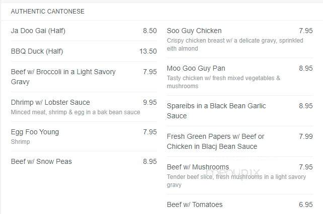 Flower Drum Restaurant N E W - Toronto, ON menu_pic