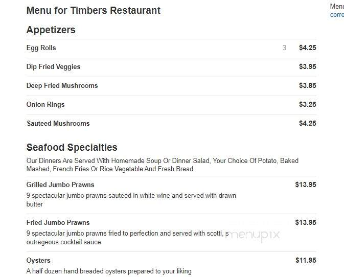 Timbers Restaurant - Emmett, ID menu_pic