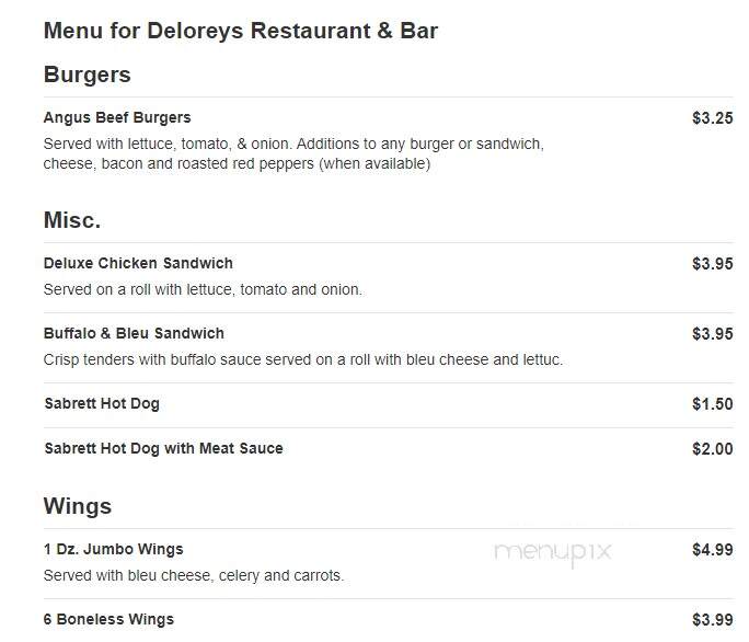 Deloreys Restaurant & Bar - Schenectady, NY menu_pic