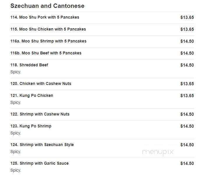 Yeung Ho - Poughkeepsie, NY menu_pic