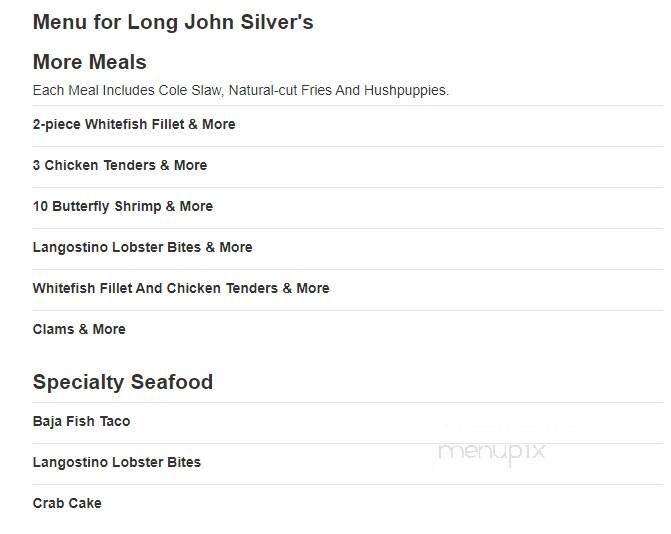 Long John Silver's - Shamokin Dam, PA menu_pic