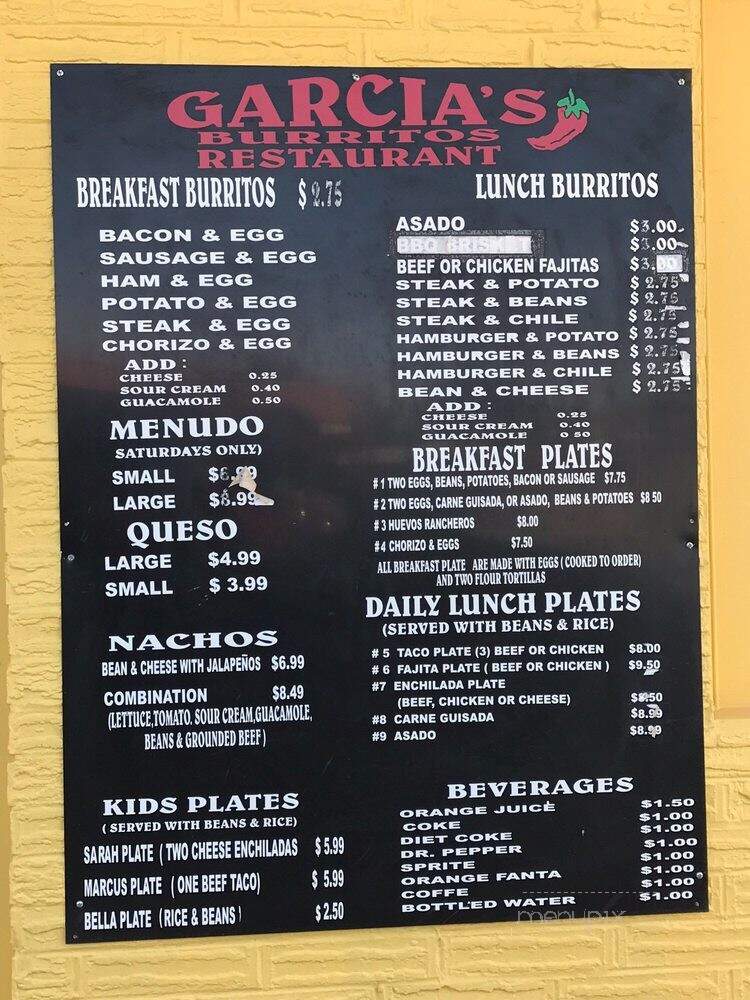 Garcia's Burritos - Midland, TX menu_pic