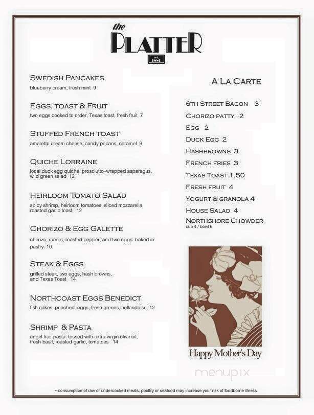 Zeis' Platter Restaurant - Ashland, WI menu_pic