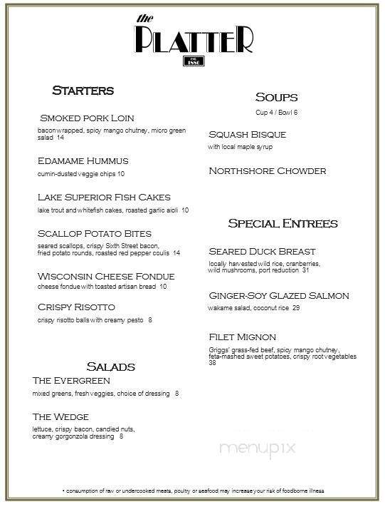 Zeis' Platter Restaurant - Ashland, WI menu_pic