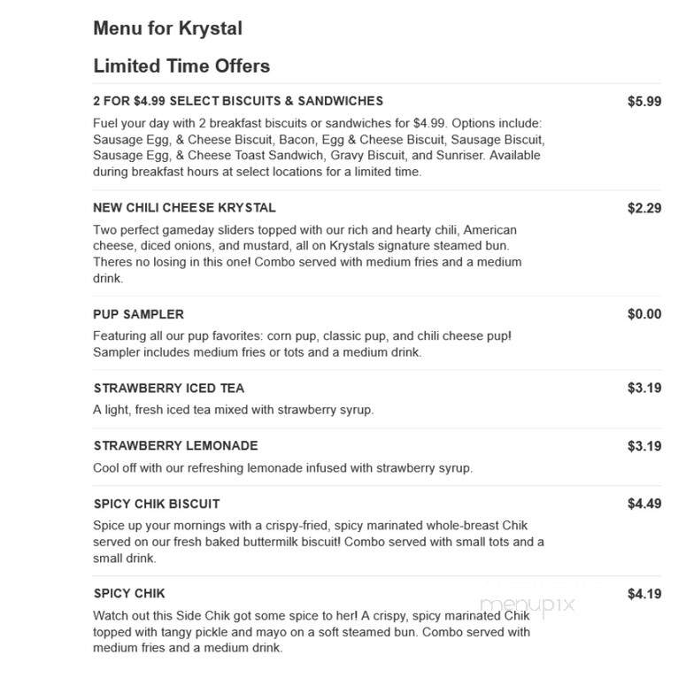 Krystal - Scottsboro, AL menu_pic