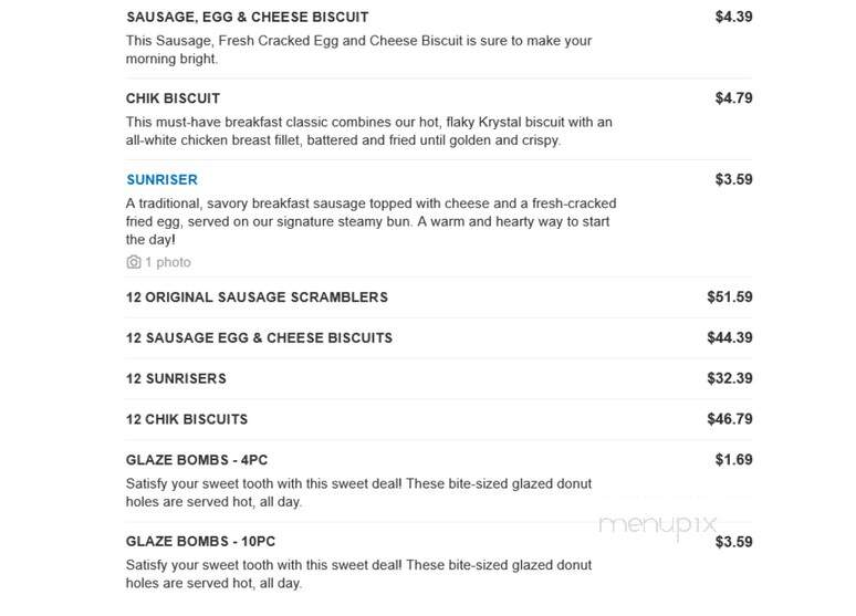 Krystal - Scottsboro, AL menu_pic