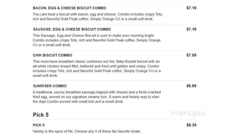 Krystal - Scottsboro, AL menu_pic