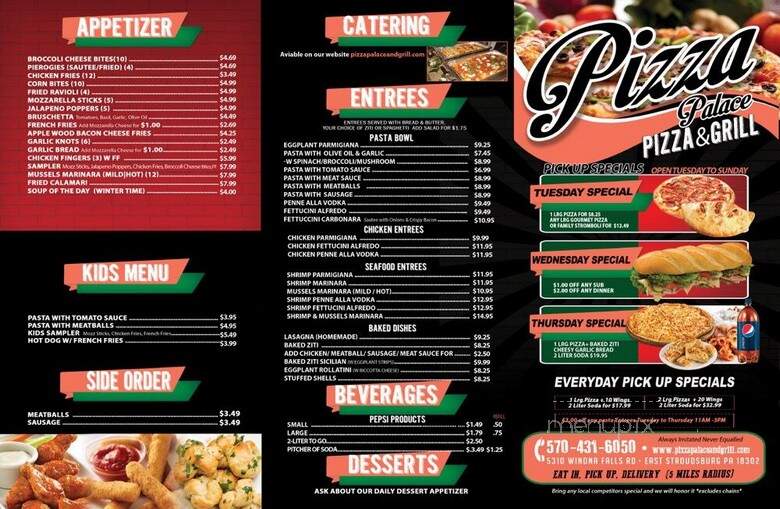Pizza Palace Pizza & Grill - East Stroudsburg, PA menu_pic