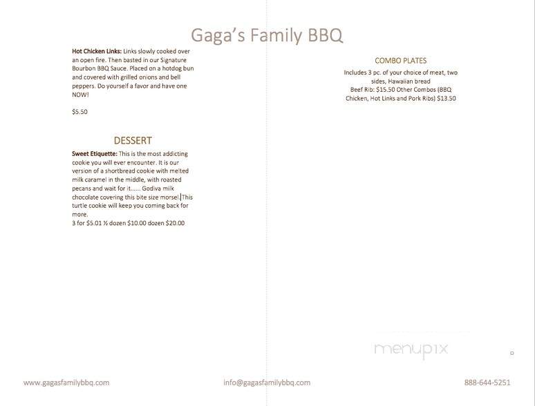 Gaga's Family BBQ - Santa Monica, CA menu_pic