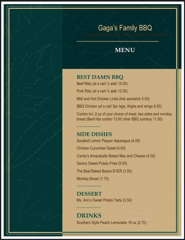 Gaga's Family BBQ - Santa Monica, CA menu_pic
