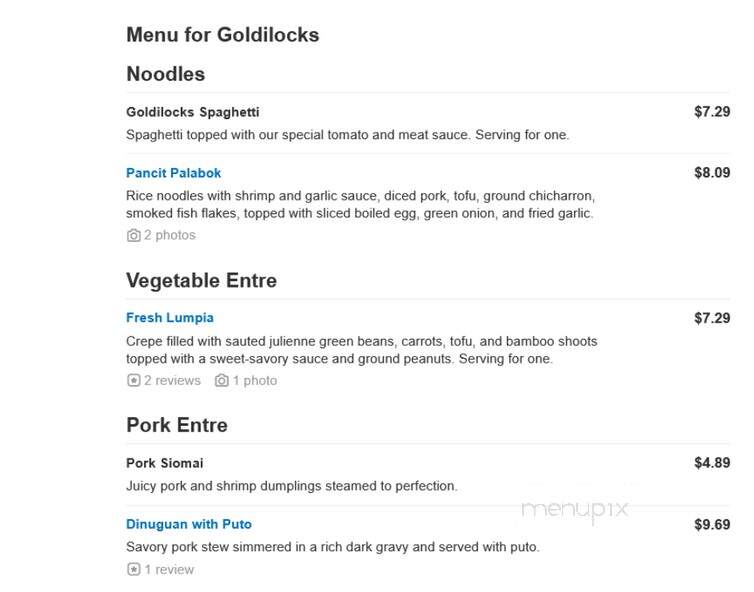 Goldilocks - Santa Clarita, CA menu_pic