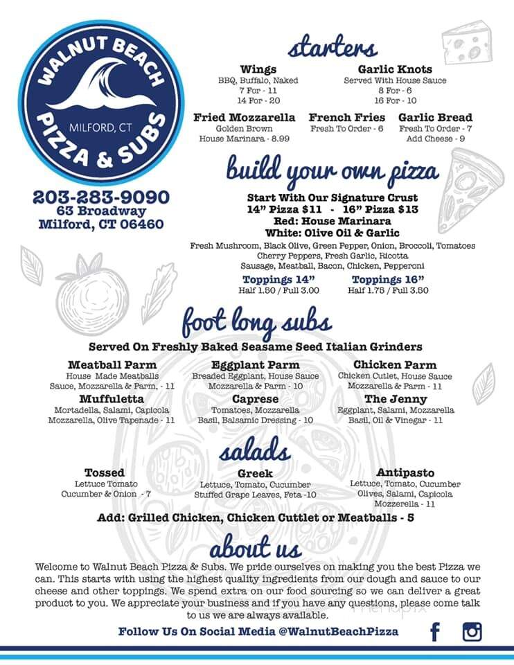 Walnut Beach Pizza and Subs - Milford, CT menu_pic