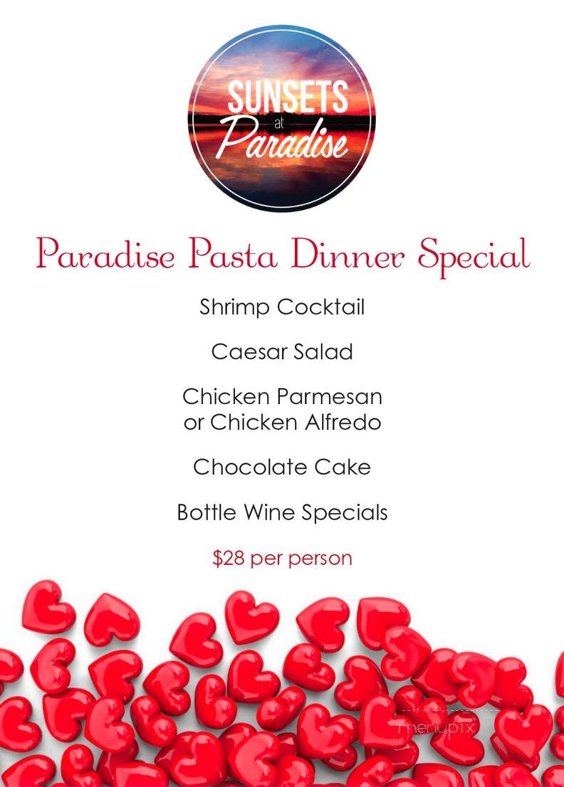 Sunsets at Paradise - Balsam Lake, WI menu_pic