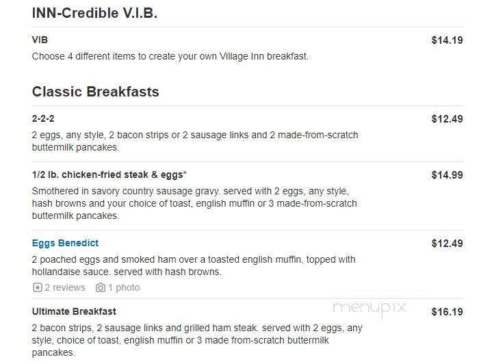 The Village Inn - Maple Grove, MN menu_pic