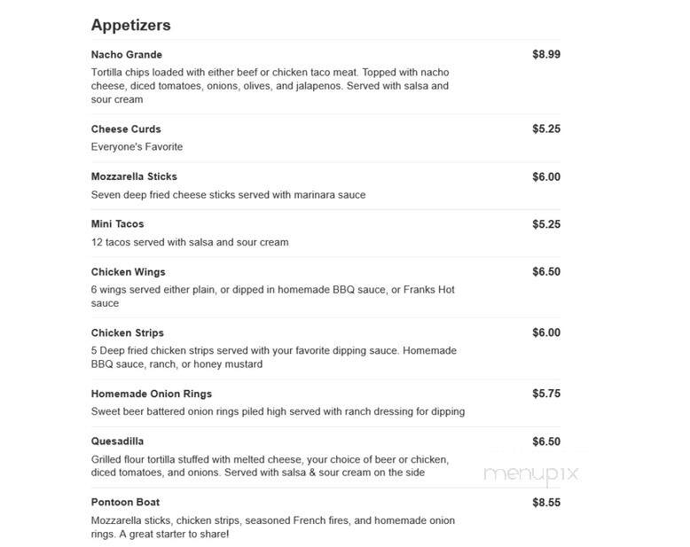 Spirit Lake Bar & Grill - Rib Lake, WI menu_pic