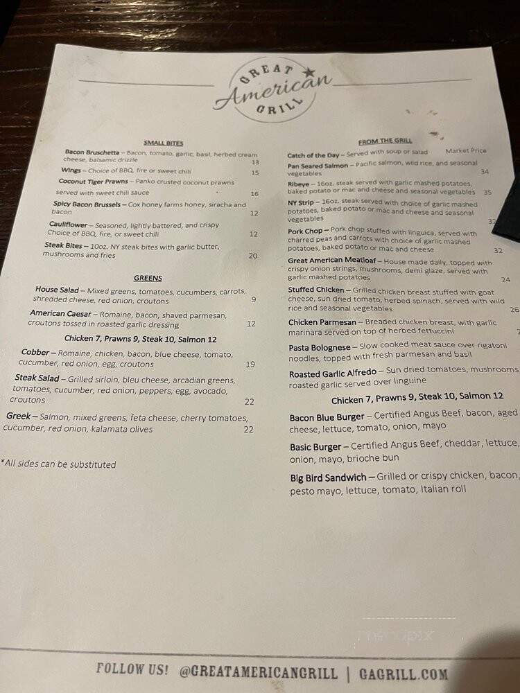 Great American Grill - Wooster, OH menu_pic