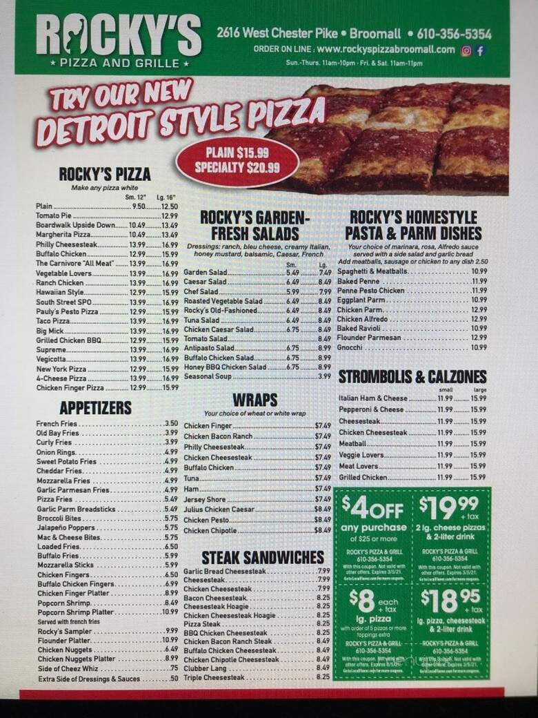 Rocky's Pizza & Grille - Broomall, PA