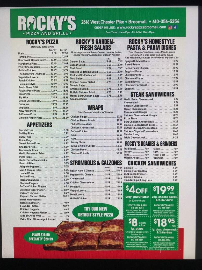Rocky's Pizza & Grille - Broomall, PA