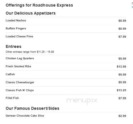 Roadhouse Express & Coyote Cafe - Collinwood, TN menu_pic