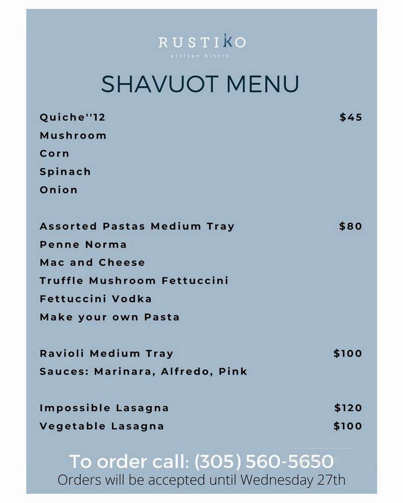 Rustiko - Surfside, FL menu_pic