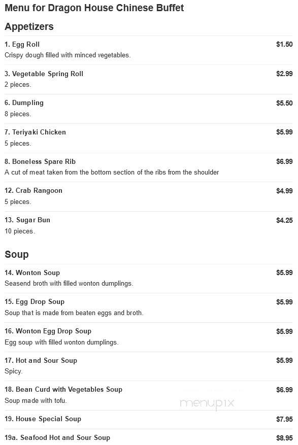 Dragon House Chinese Buffet - Charlotte, NC menu_pic