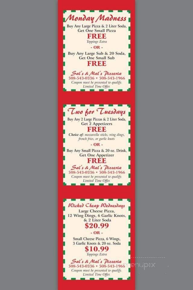 Sal's & Mal's Pizzeria - Foxborough, MA menu_pic