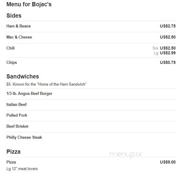 Bojac's Incorporated - Wood River, IL menu_pic