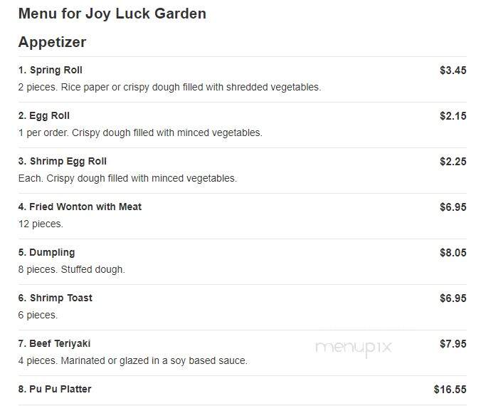 Joy Luck Garden - New Smyrna Beach, FL menu_pic