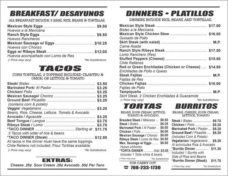 Don Tono Taqueria - Hickory Hills, IL menu_pic