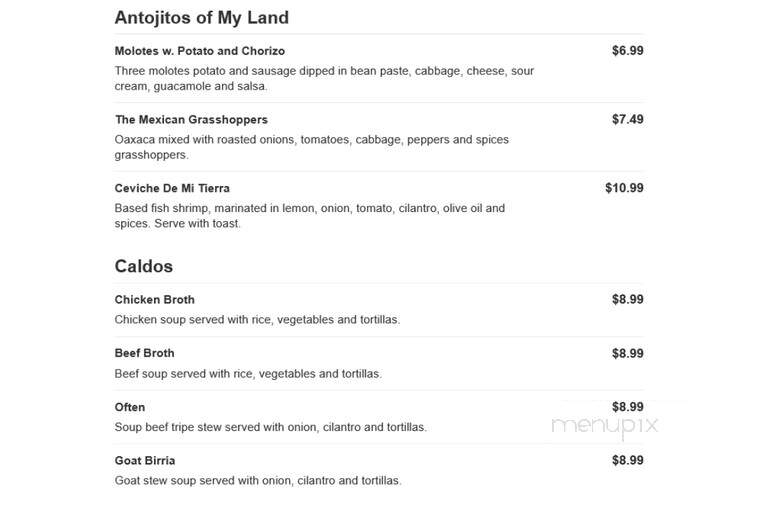 Sabor De Mi Tierra - Chelsea, MA menu_pic
