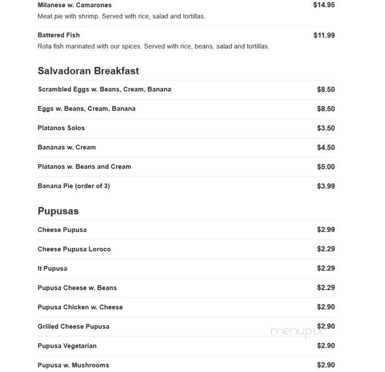 Sabor De Mi Tierra - Chelsea, MA menu_pic