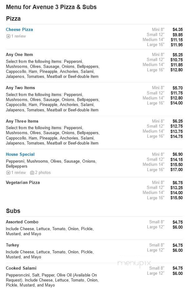 Avenue No 3 Pizza & Subs - Long Beach, CA menu_pic
