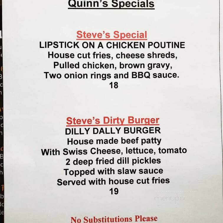 Quinn's Ale House - Ottawa, ON menu_pic