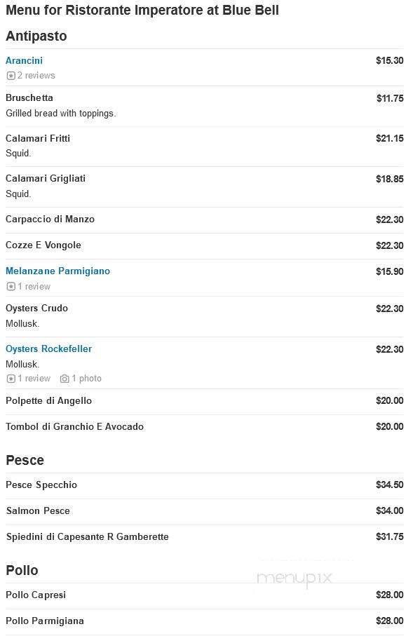 Ristorante Imperatore at Blue Bell - Ambler, PA menu_pic