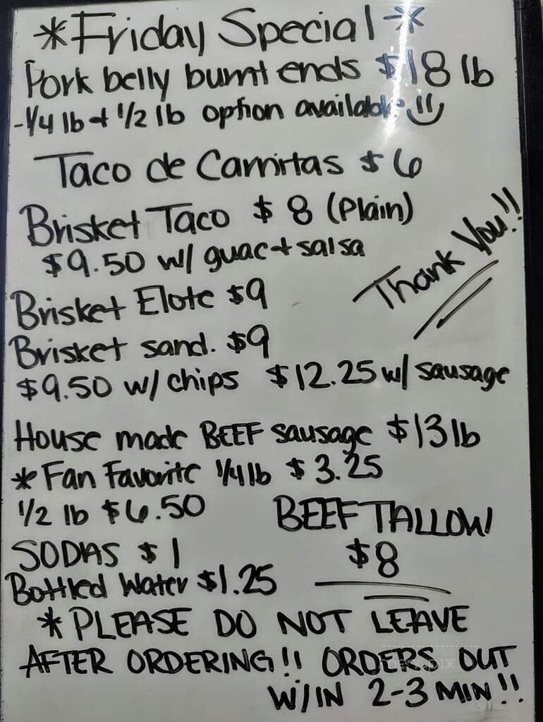 T-Ghost BBQ - Weslaco, TX menu_pic