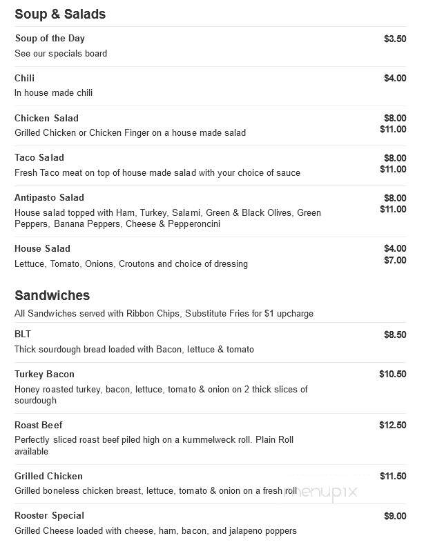 Krooked Rooster - Sardinia, NY menu_pic