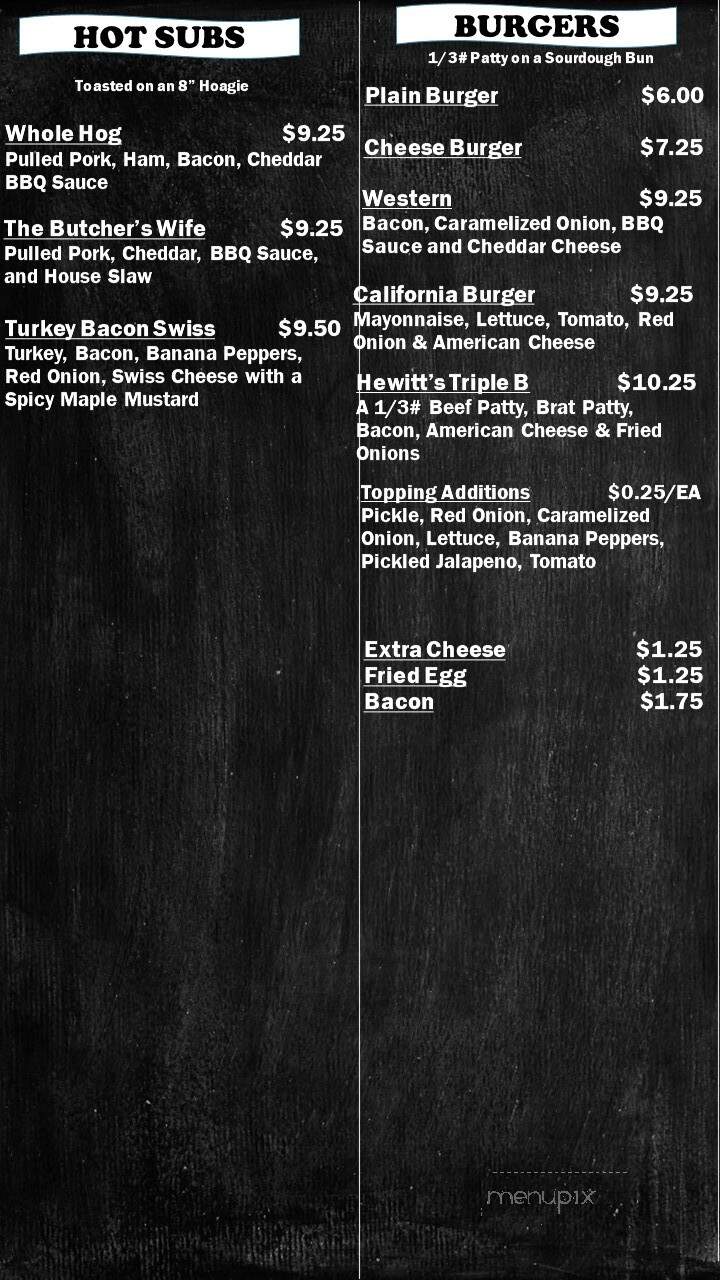Hewitt's Meats - Marshfield, WI menu_pic