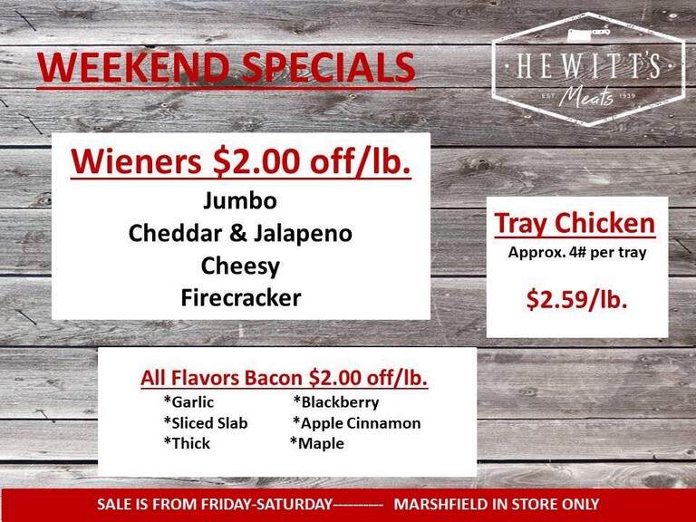 Hewitt's Meats - Marshfield, WI menu_pic