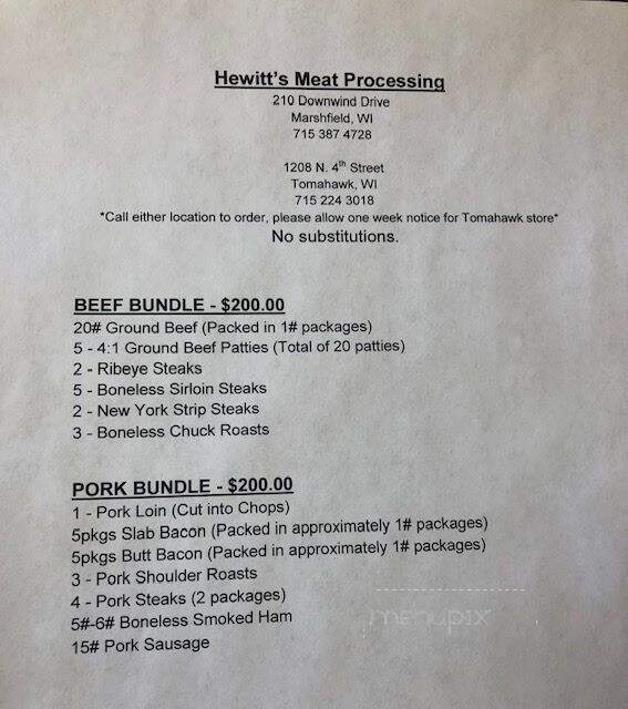 Hewitt's Meats - Marshfield, WI