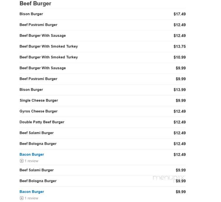 Bison Burger - Des Plaines, IL menu_pic