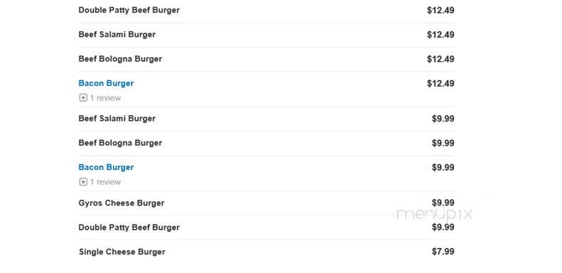 Bison Burger - Des Plaines, IL menu_pic