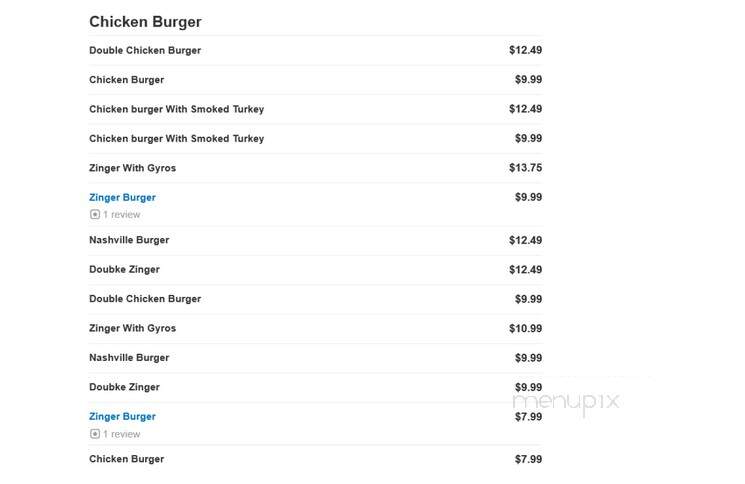 Bison Burger - Des Plaines, IL menu_pic