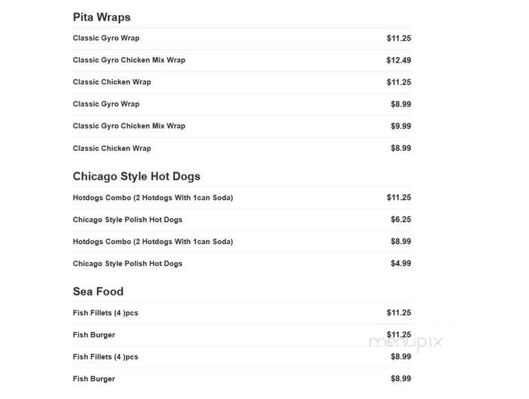 Bison Burger - Des Plaines, IL menu_pic