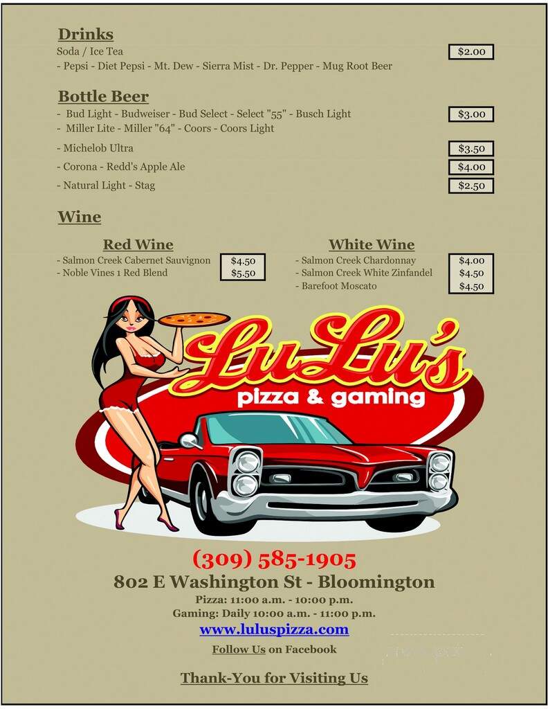Lu Lu's Pizza - Bloomington, IL menu_pic