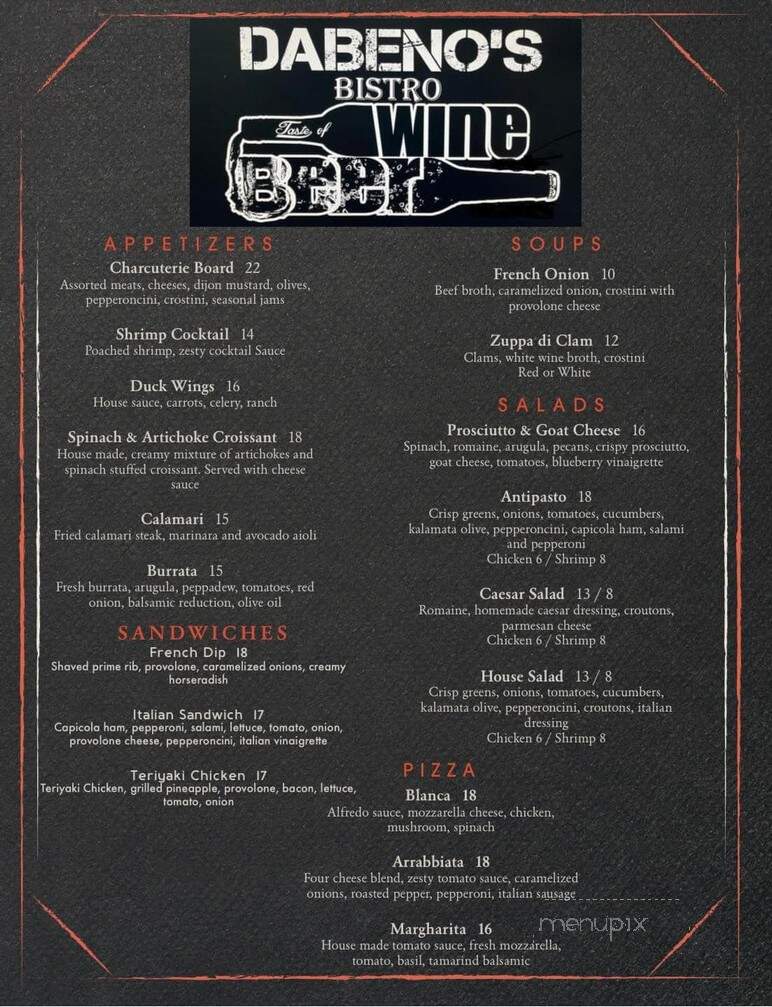 Dabeno's Bistro - Williston, ND menu_pic