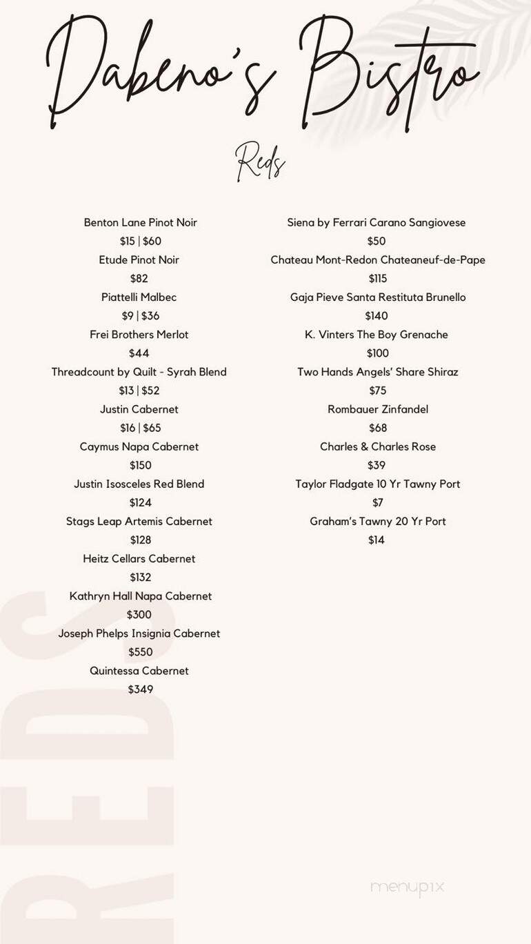 Dabeno's Bistro - Williston, ND menu_pic