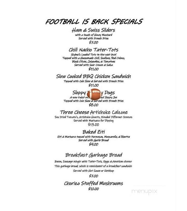 The Skybox Restaurant & Sports Bar - Tewksbury, MA menu_pic