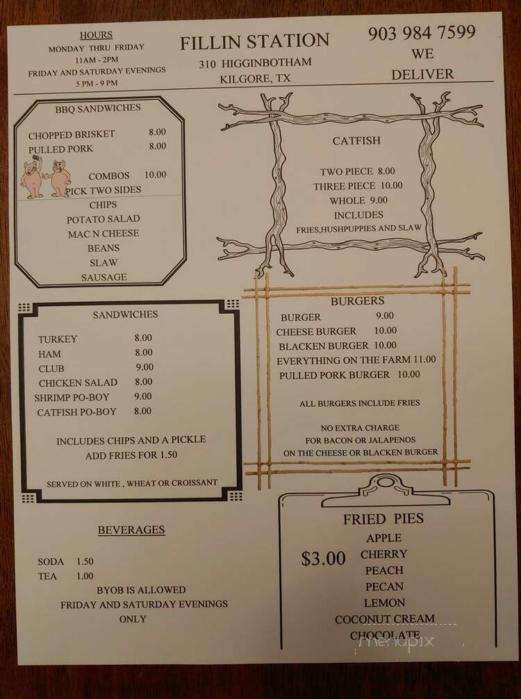 Fillin Station Donut and Deli Cafe - Kilgore, TX menu_pic