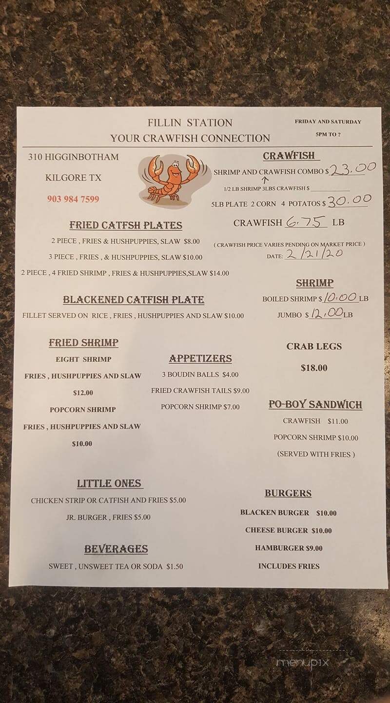 Fillin Station Donut and Deli Cafe - Kilgore, TX menu_pic